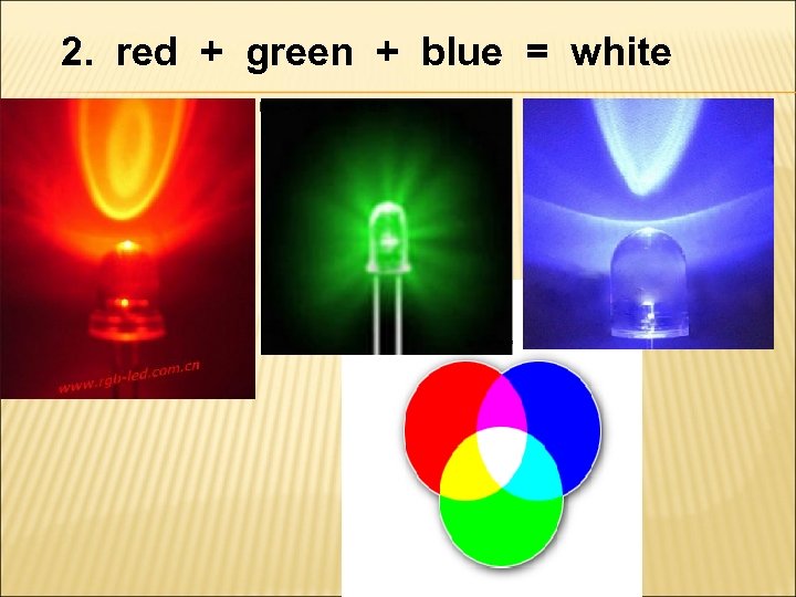 2. red + green + blue = white 