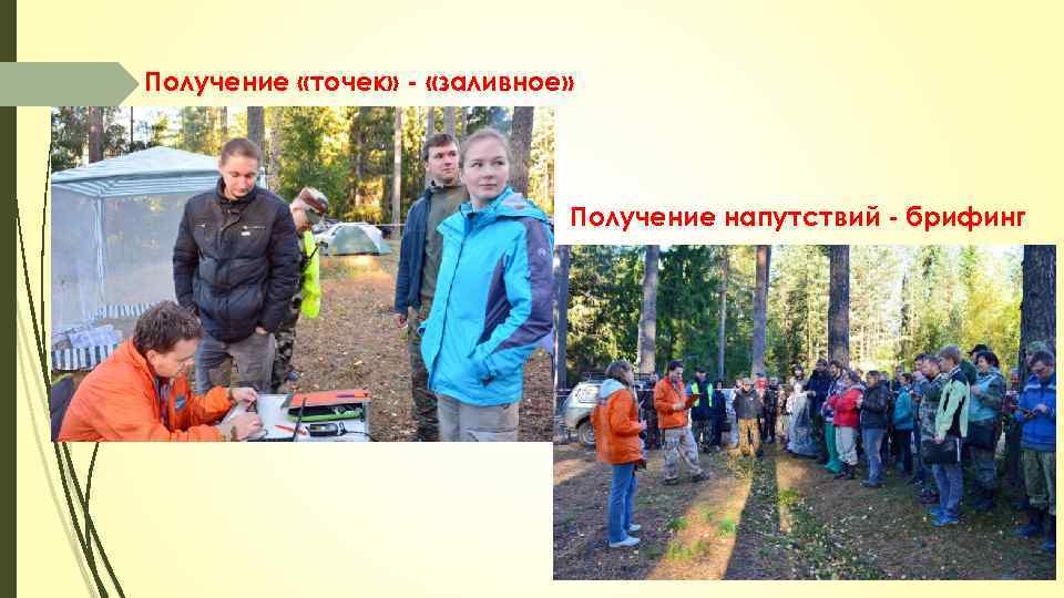 Получение «точек» - «заливное» Получение напутствий - брифинг 