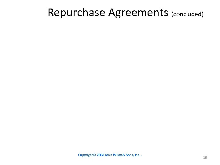 Repurchase Agreements (concluded) Copyright© 2008 John Wiley & Sons, Inc. 18 