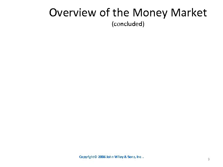 Overview of the Money Market (concluded) Copyright© 2008 John Wiley & Sons, Inc. 3