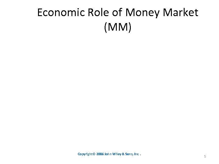 Economic Role of Money Market (MM) Copyright© 2008 John Wiley & Sons, Inc. 5