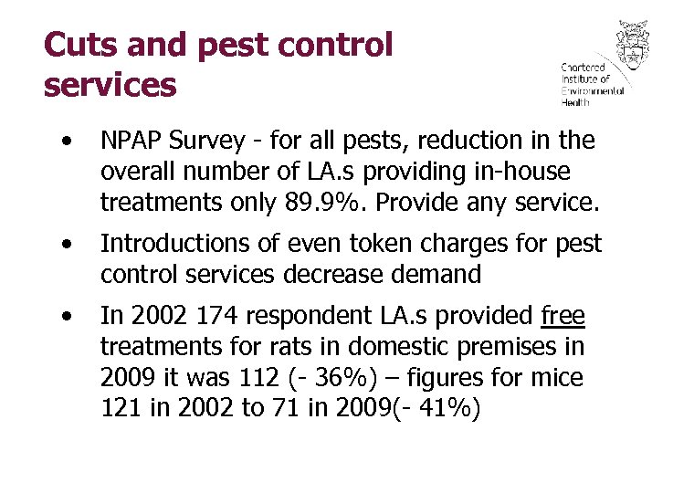 Cuts and pest control services • NPAP Survey - for all pests, reduction in