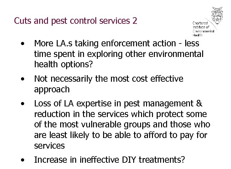 Cuts and pest control services 2 • More LA. s taking enforcement action -