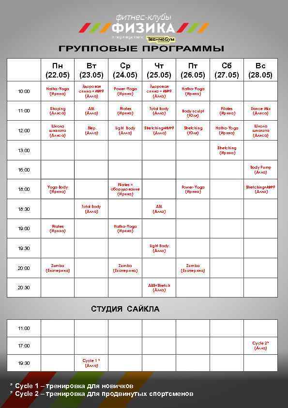 Пн (22. 05) Вт (23. 05) Ср (24. 05) Чт (25. 05) Пт (26.