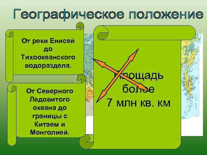 От реки Енисей до Тихоокеанского водораздела. От Северного Ледовитого океана до границы с Китаем