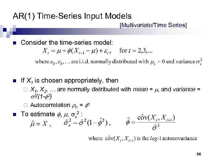 AR(1) Time-Series Input Models [Multivariate/Time Series] n Consider the time-series model: n If X