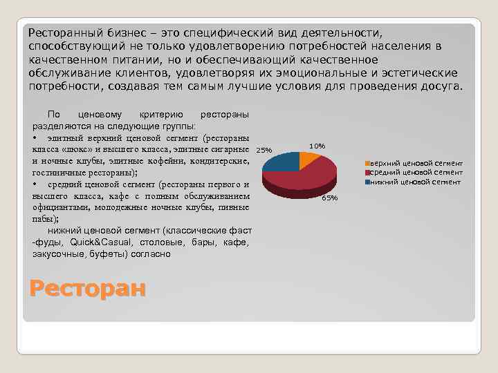 Ресторанный бизнес – это специфический вид деятельности, способствующий не только удовлетворению потребностей населения в