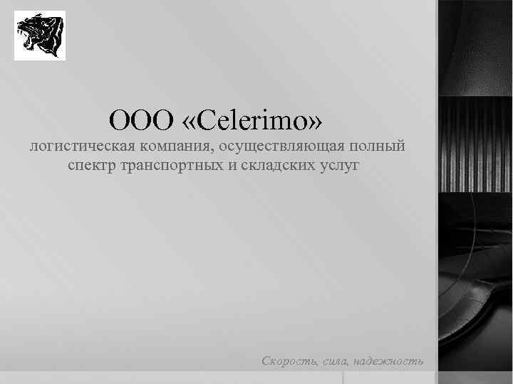 ООО «Сelerimo» логистическая компания, осуществляющая полный спектр транспортных и складских услуг Скорость, сила, надежность