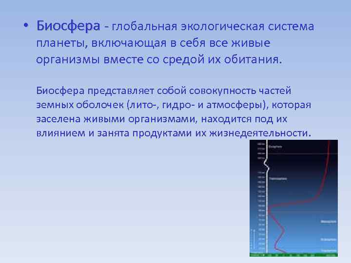  • Биосфера - глобальная экологическая система планеты, включающая в себя все живые организмы