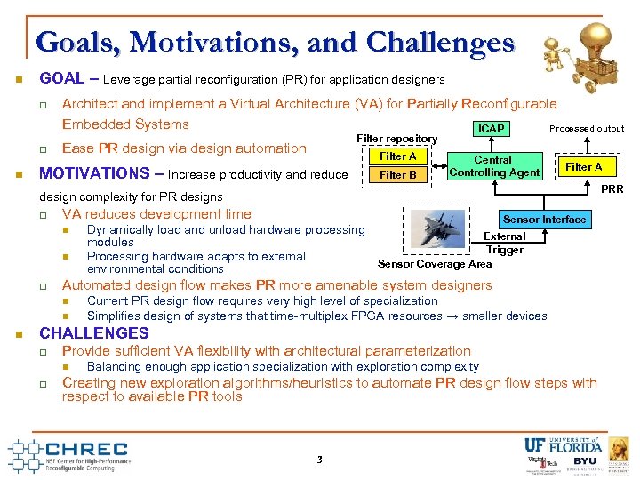 Goals, Motivations, and Challenges GOAL – Leverage partial reconfiguration (PR) for application designers Architect