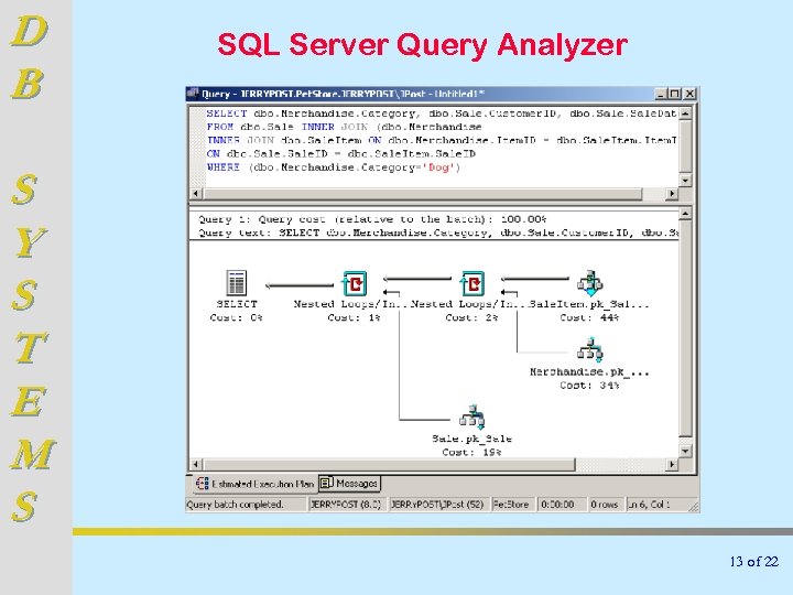 D B SQL Server Query Analyzer S Y S T E M S 13