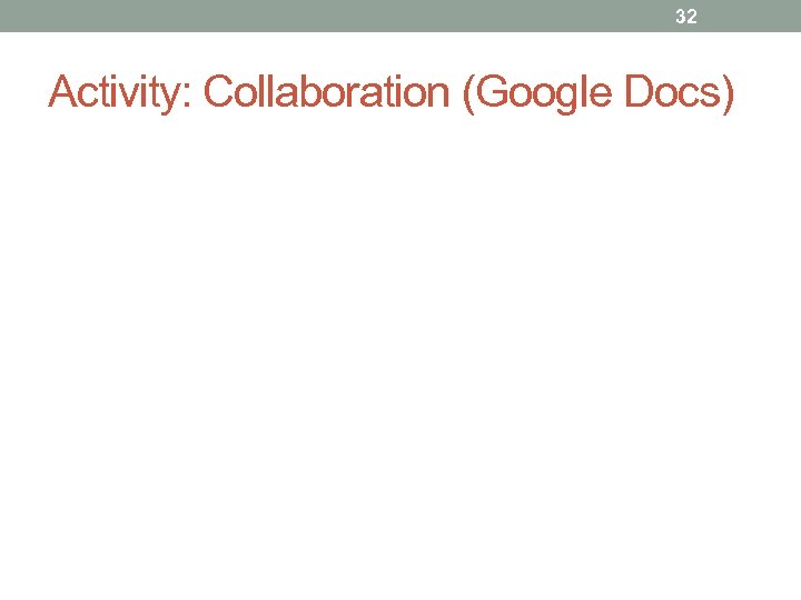 32 Activity: Collaboration (Google Docs) 