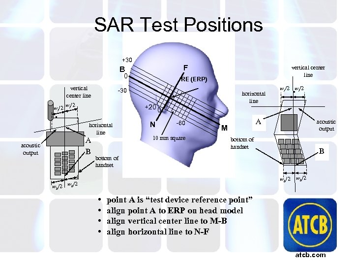 SAR Test Positions +30 F B 0 vertical center line RE (ERP) -30 wt/2