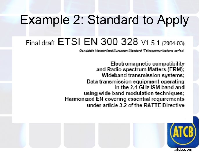 Example 2: Standard to Apply atcb. com 