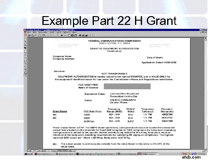 Example Part 22 H Grant atcb. com 