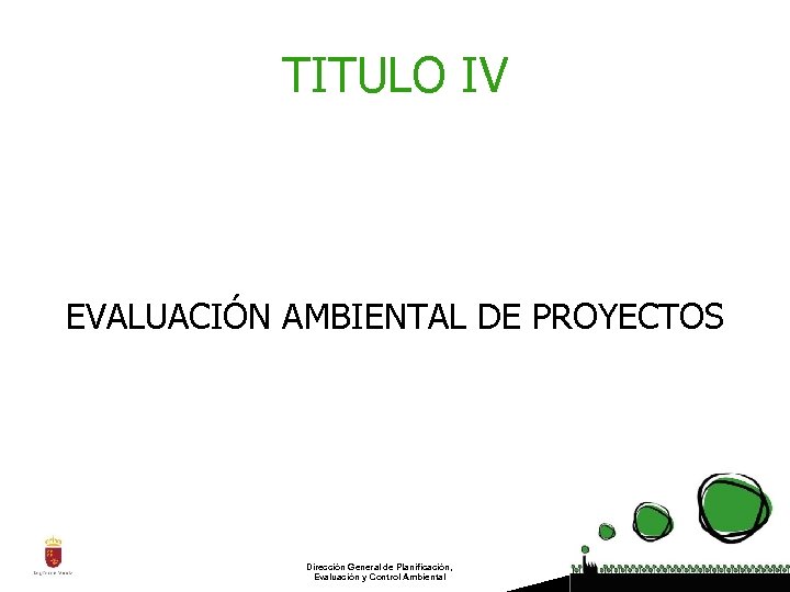 TITULO IV EVALUACIÓN AMBIENTAL DE PROYECTOS Dirección General de Planificación, Evaluación y Control Ambiental