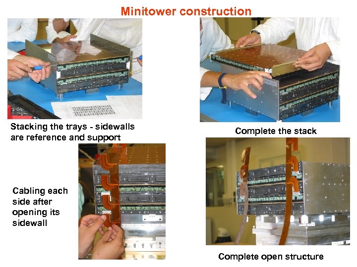 Minitower construction Stacking the trays - sidewalls are reference and support Complete the stack