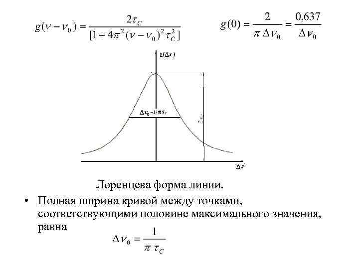 Ширина кривой. Лоренцева форма линии излучения. Лоренцева и гауссова форма линии. Лоренцевский контур спектральной линии. Лоренцевская форма линии поглощения.