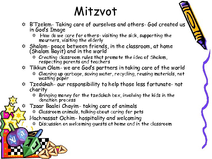 Mitzvot Y B’Tzelem- Taking care of ourselves and others- God created us in God’s