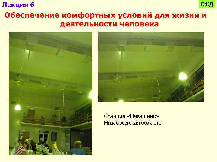Лекция 6 БЖД Обеспечение комфортных условий для жизни и деятельности человека Станция «Навашино» Нижгородская