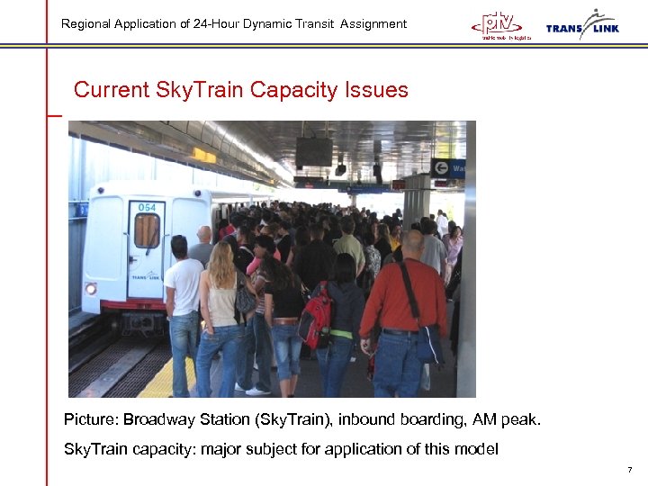 Regional Application of 24 -Hour Dynamic Transit Assignment Current Sky. Train Capacity Issues Picture: