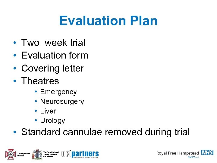 Evaluation Plan • • Two week trial Evaluation form Covering letter Theatres • •