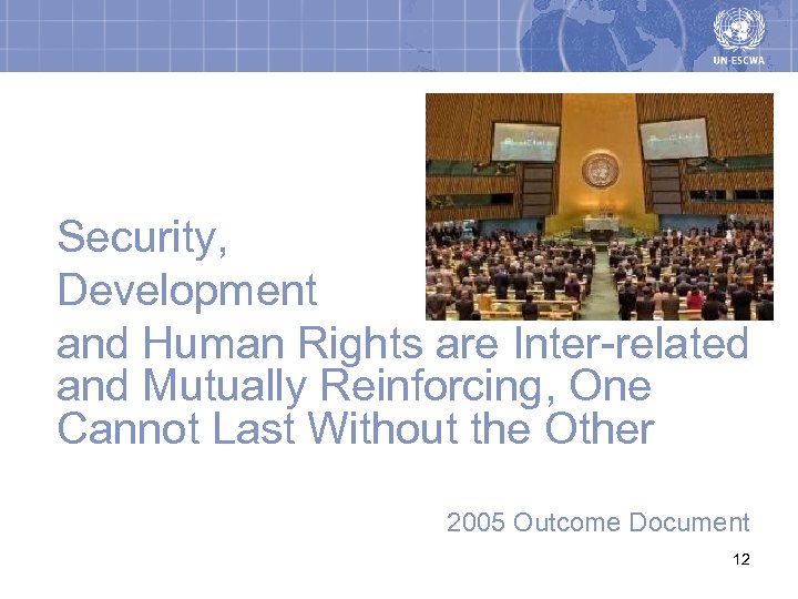 Security, Development and Human Rights are Inter-related and Mutually Reinforcing, One Cannot Last Without
