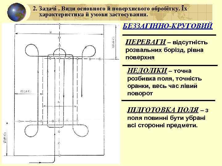2. Задачі. Види основного й поверхневого обробітку. Їх характеристика й умови застосування. БЕЗЗАГІННО-КРУГОВИЙ ПЕРЕВАГИ