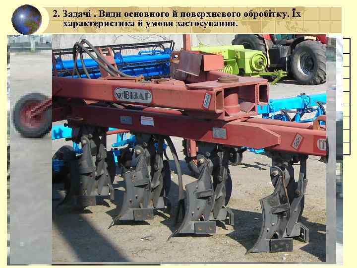 2. Задачі. Види основного й поверхневого обробітку. Їх характеристика й умови застосування. Плуги Ширина