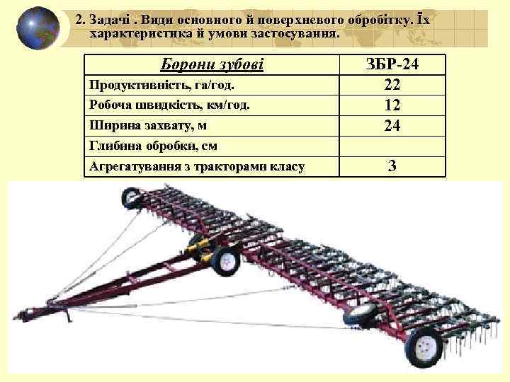 2. Задачі. Види основного й поверхневого обробітку. Їх характеристика й умови застосування. Борони зубові