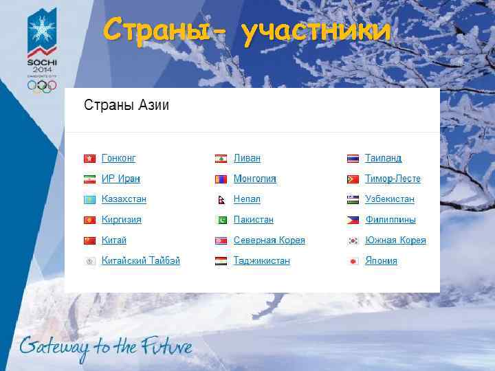 Страны- участники 