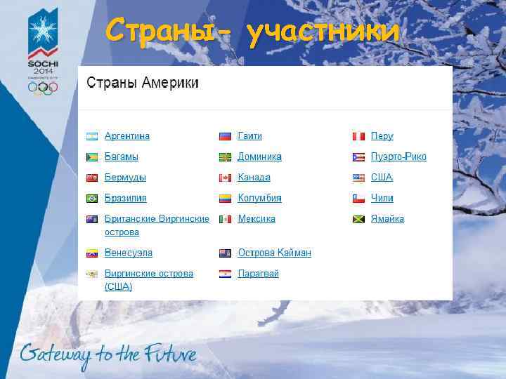 Страны- участники 