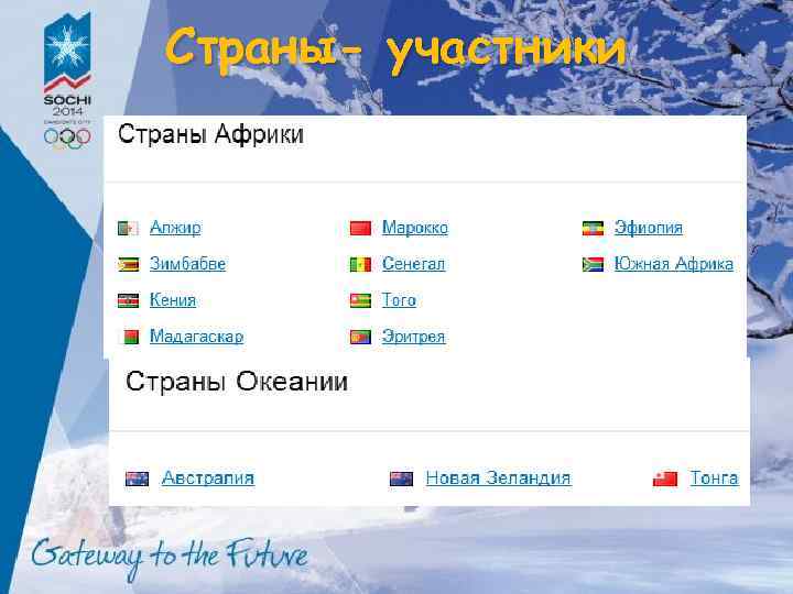 Страны- участники 