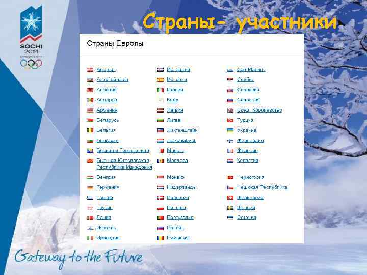 Страны- участники 