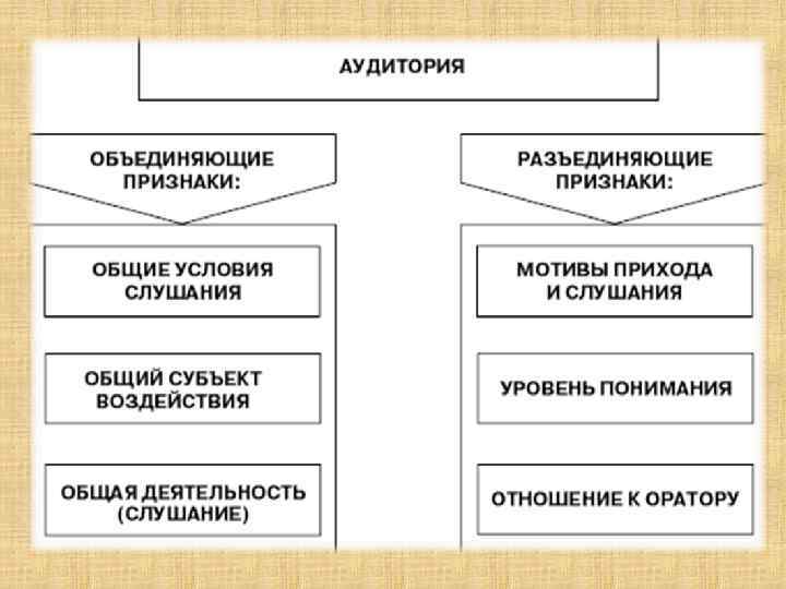 Признаки объединяющие. Признаки аудитории. Объединяющие признаки аудитории. Схема. Признаки аудитории. Характерные черты аудитории.