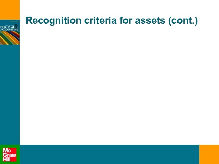 Recognition criteria for assets (cont. ) 