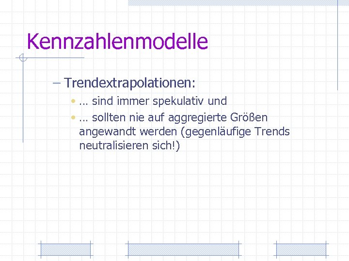 Kennzahlenmodelle – Trendextrapolationen: • … sind immer spekulativ und • … sollten nie auf