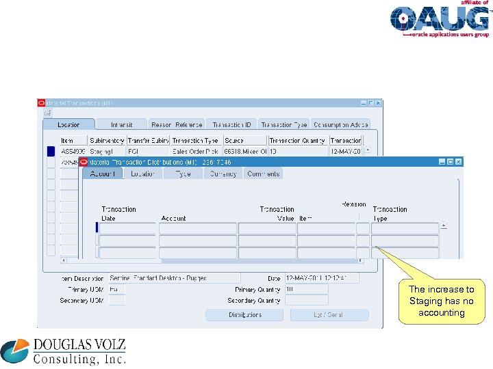 The increase to Staging has no accounting 