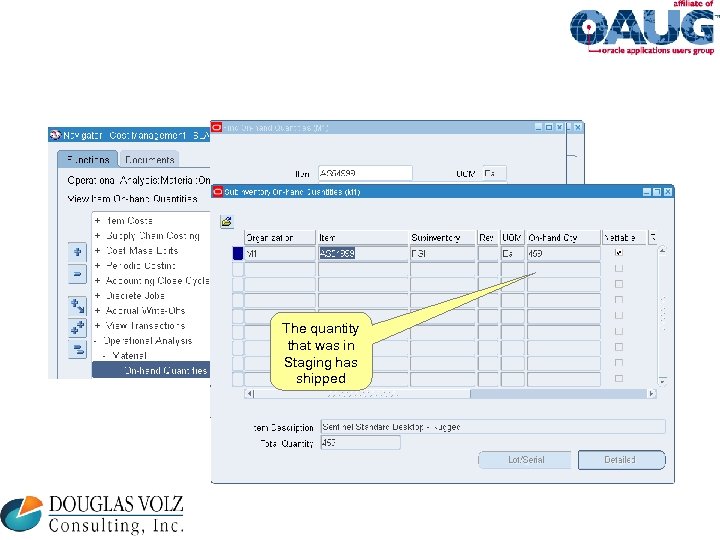 The quantity that was in Staging has shipped 
