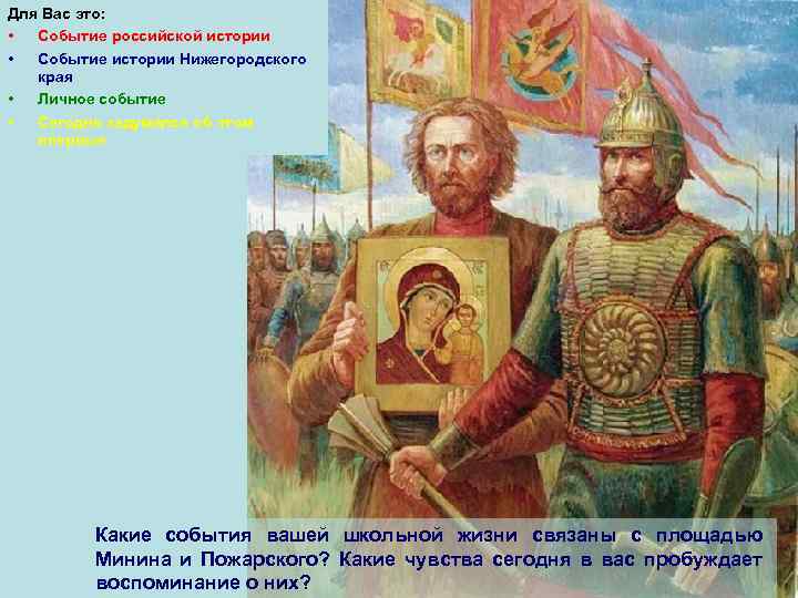 Для Вас это: • Событие российской истории • Событие истории Нижегородского края • Личное