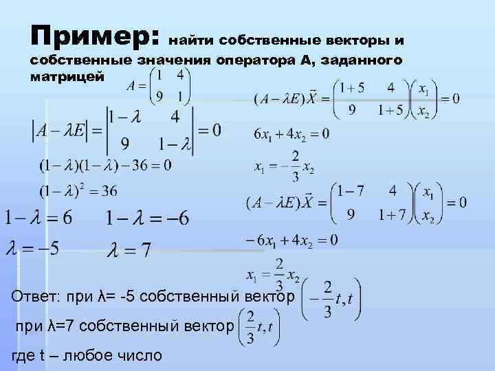 Найдите собственные значения линейного оператора