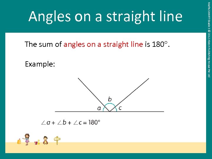 The sum of angles on a straight line is 180. Example: Maths SMART Grade