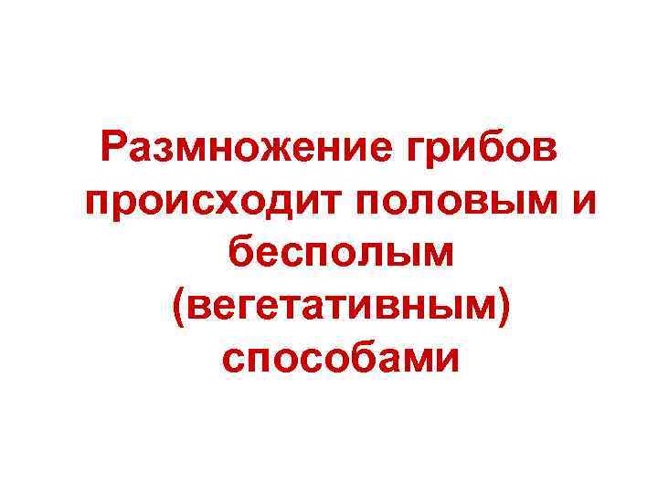 Размножение грибов происходит половым и бесполым (вегетативным) способами 