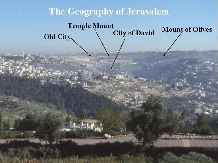 The Geography of Jerusalem Temple Mount City of David Old City Mount of Olives