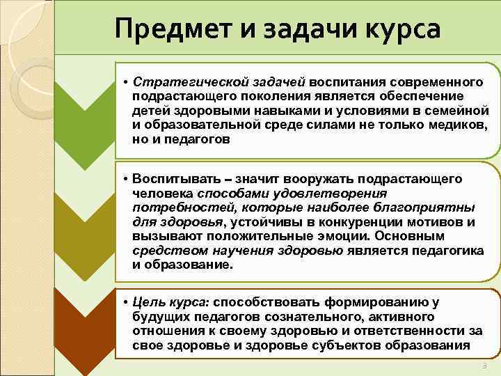 Задачи воспитания и образования