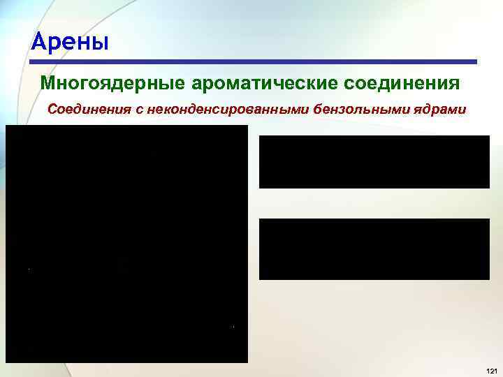 Арены Многоядерные ароматические соединения Соединения с неконденсированными бензольными ядрами 121 