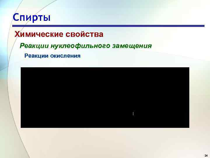 Спирты Химические свойства Реакции нуклеофильного замещения Реакции окисления 24 