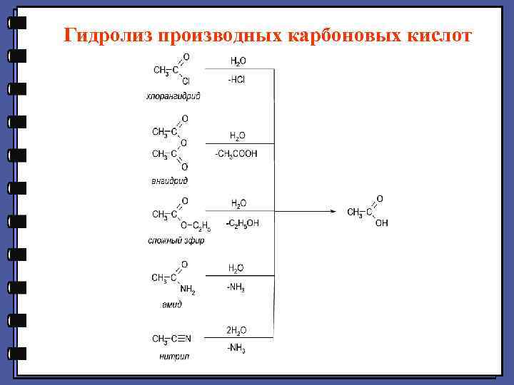 Гидролиз производных карбоновых кислот 