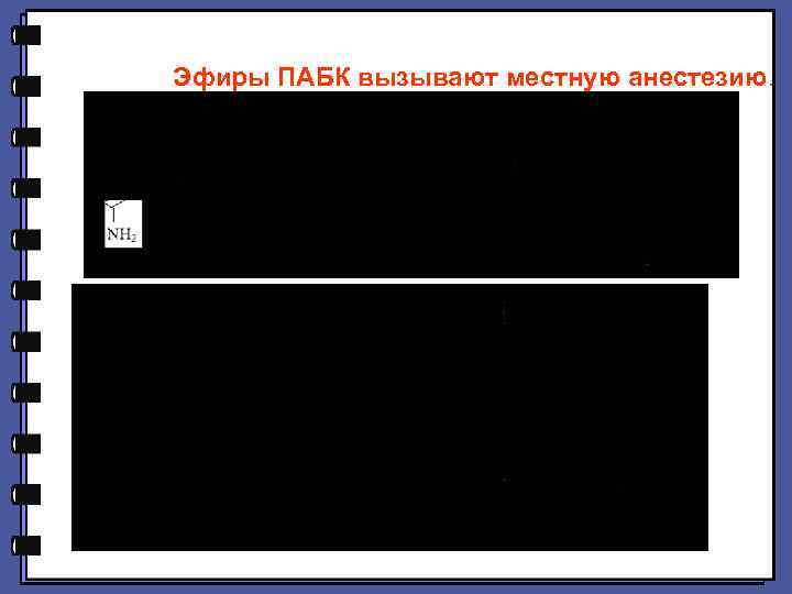 Эфиры ПАБК вызывают местную анестезию. 