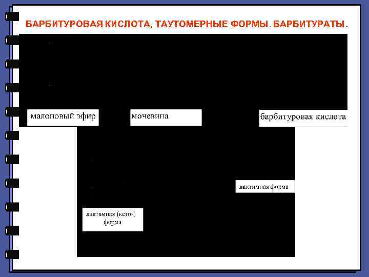 БАРБИТУРОВАЯ КИСЛОТА, ТАУТОМЕРНЫЕ ФОРМЫ. БАРБИТУРАТЫ. 